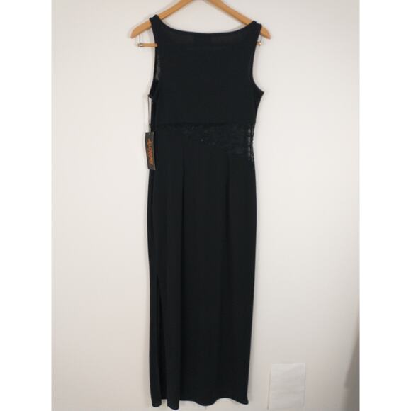 Vintage Alchemy NY Y2K Black Mesh Cutout Maxi Dress Size 12 NWT Goth Grunge 90s - Picture 3 of 11